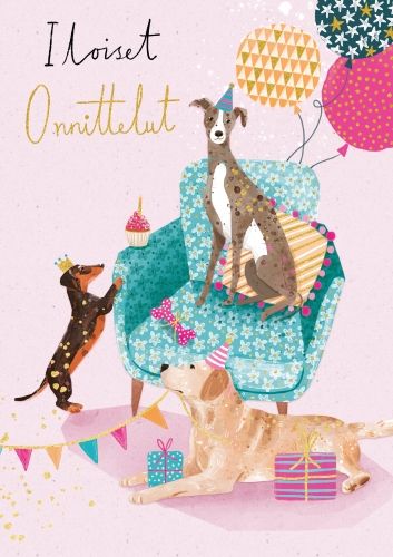 2-osainen onnittelukortti – Iloiset onnittelut | Foliopainatus
