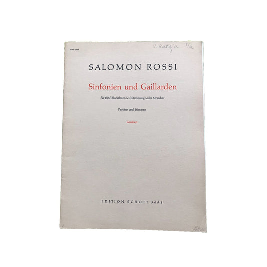 Nuotit: Salomon Rossi Sinfonien und Gaillarden